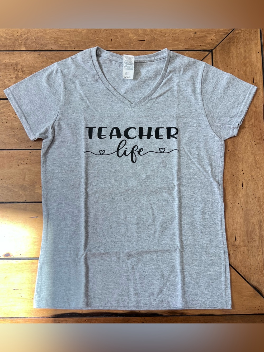 Teacher Life Grey V-Neck Tee